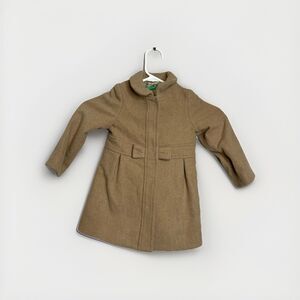 United Colors of Benetton Girls Toddler Size 18-24 Months Tan Wool Button Coat